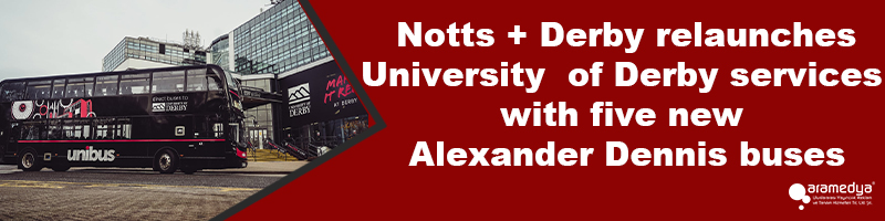 Notts + Derby relaunches University of Derby services with five new Alexander Dennis buses